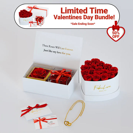 Valentines Day Eternal Rose Box Bundle